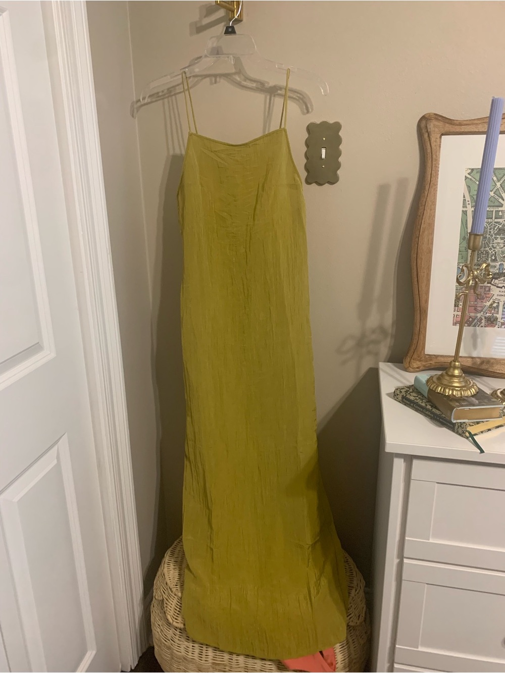 Zara Olive Green column sheath dress with back slit